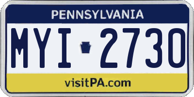 PA license plate MYI2730