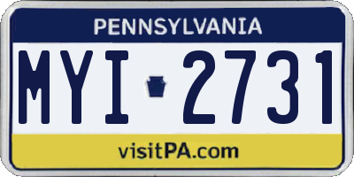 PA license plate MYI2731