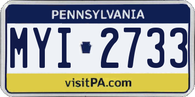 PA license plate MYI2733