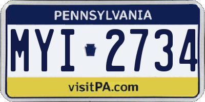 PA license plate MYI2734