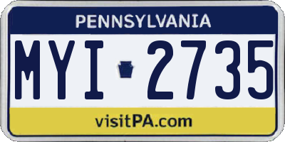 PA license plate MYI2735