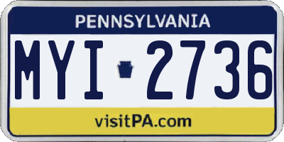 PA license plate MYI2736