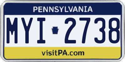 PA license plate MYI2738