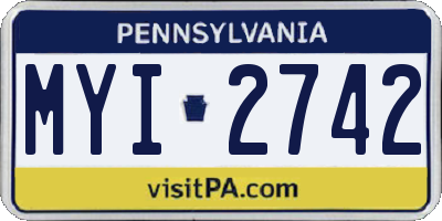 PA license plate MYI2742