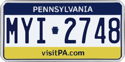 PA license plate MYI2748