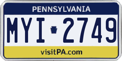 PA license plate MYI2749