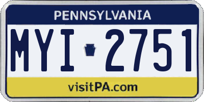 PA license plate MYI2751