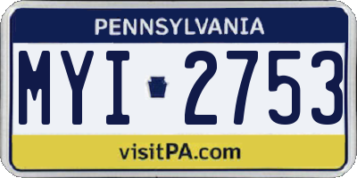 PA license plate MYI2753