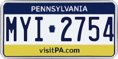 PA license plate MYI2754