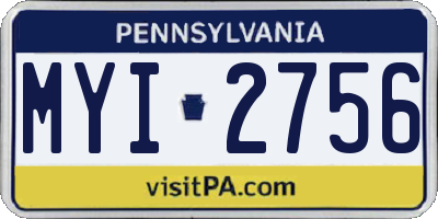PA license plate MYI2756