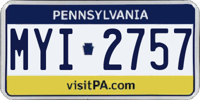 PA license plate MYI2757