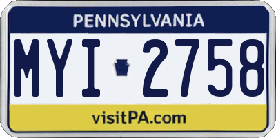 PA license plate MYI2758
