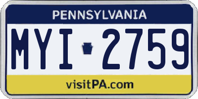 PA license plate MYI2759
