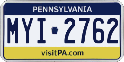 PA license plate MYI2762