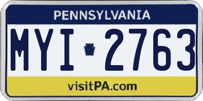 PA license plate MYI2763
