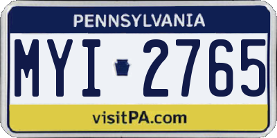 PA license plate MYI2765