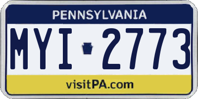 PA license plate MYI2773