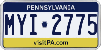 PA license plate MYI2775