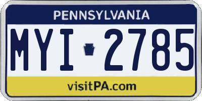 PA license plate MYI2785