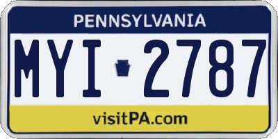PA license plate MYI2787