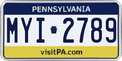 PA license plate MYI2789