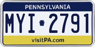 PA license plate MYI2791