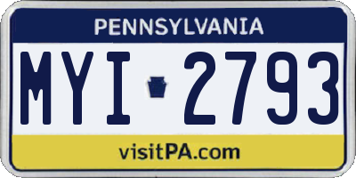 PA license plate MYI2793