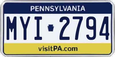PA license plate MYI2794