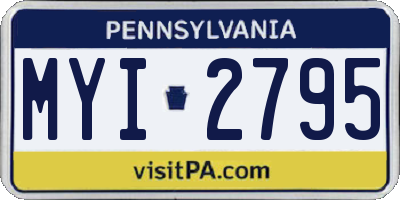 PA license plate MYI2795