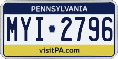 PA license plate MYI2796