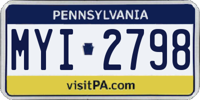PA license plate MYI2798