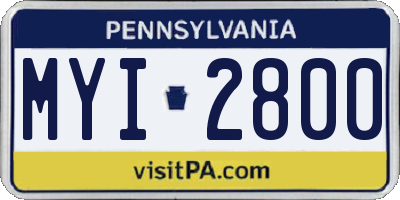 PA license plate MYI2800