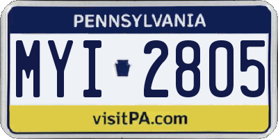 PA license plate MYI2805
