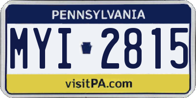 PA license plate MYI2815