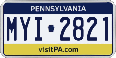 PA license plate MYI2821