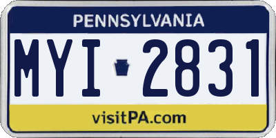PA license plate MYI2831