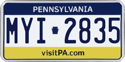PA license plate MYI2835