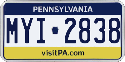 PA license plate MYI2838