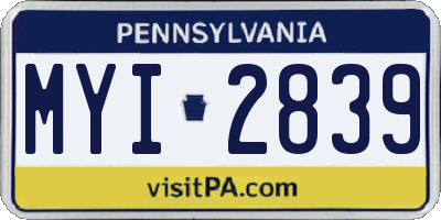 PA license plate MYI2839