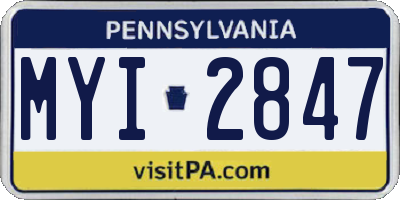 PA license plate MYI2847