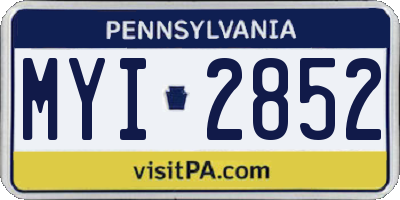 PA license plate MYI2852