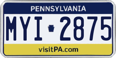 PA license plate MYI2875