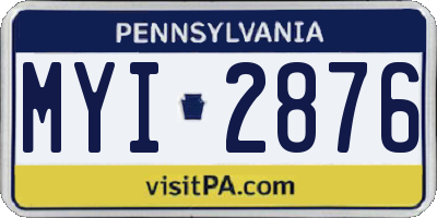 PA license plate MYI2876