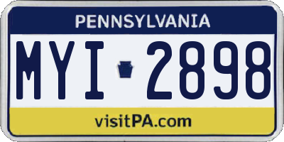 PA license plate MYI2898