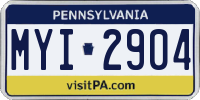 PA license plate MYI2904