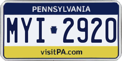 PA license plate MYI2920