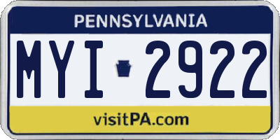 PA license plate MYI2922