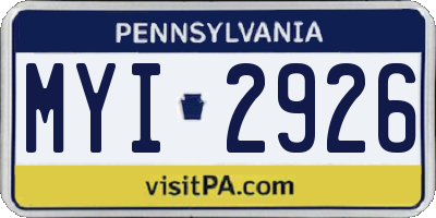 PA license plate MYI2926