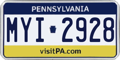 PA license plate MYI2928