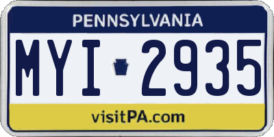 PA license plate MYI2935